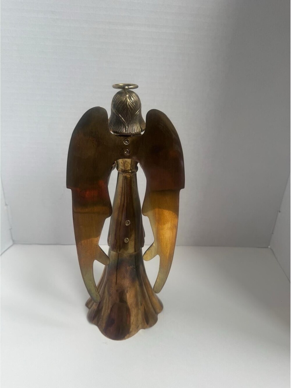 Vintage Christmas 1970s Brass Angel Candle Holder — Extended Wings 12.5” Large - Picture 6 of 12
